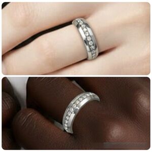 Brand New!! Stainless steel with zircon eternity band